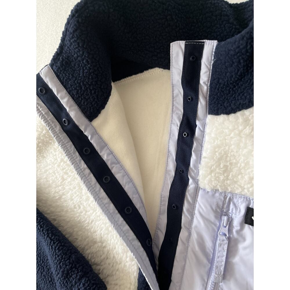 Columbia Jacket Womens XL Blue White Sherpa Fleece Colorblock Snap Front Relaxed - Picture 5 of 12